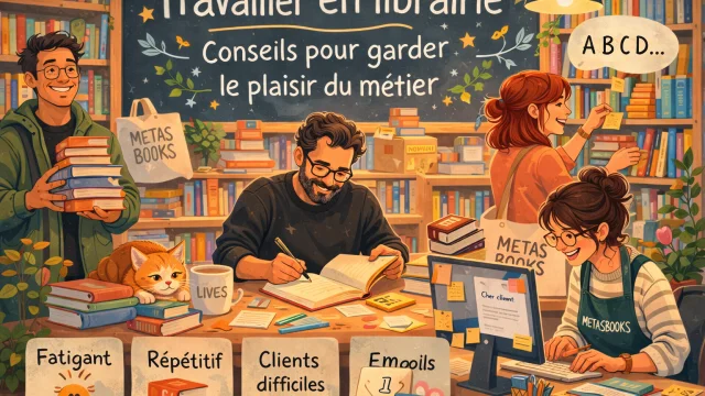 Illustration: Travailler en librairie : conseils pour garder le plaisir du métier | MetasBooks